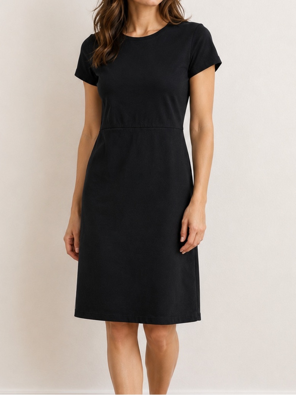 Boden  • Black Cotton Jersey Short Sleeve Crew Neck Above Knee‎ Dress US 6R